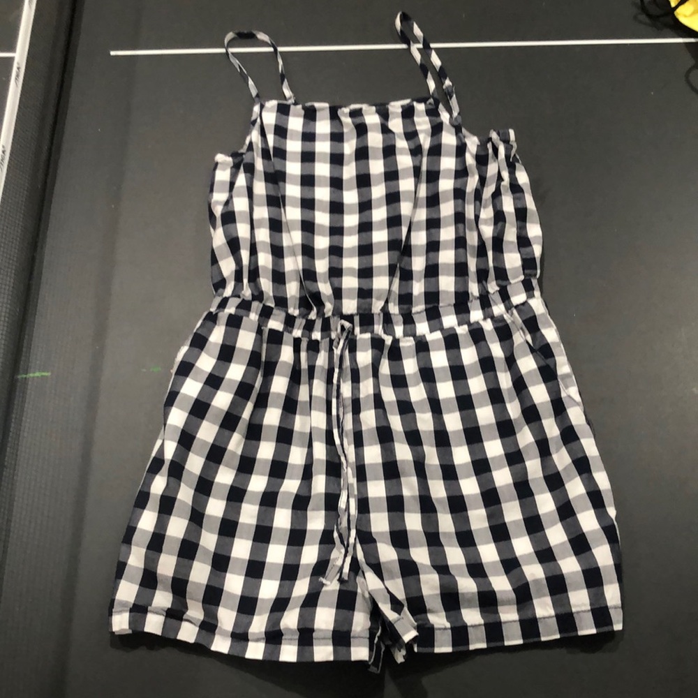 Navy blue and white romper